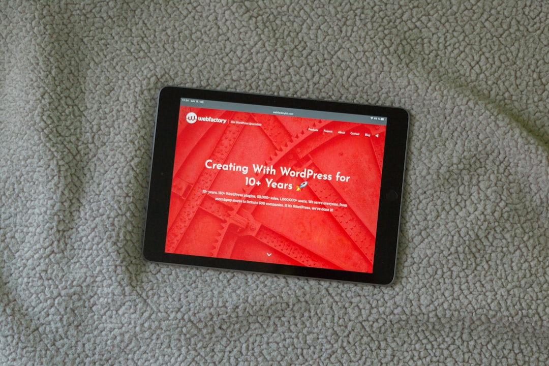 A WordPress website loaded on a tablet